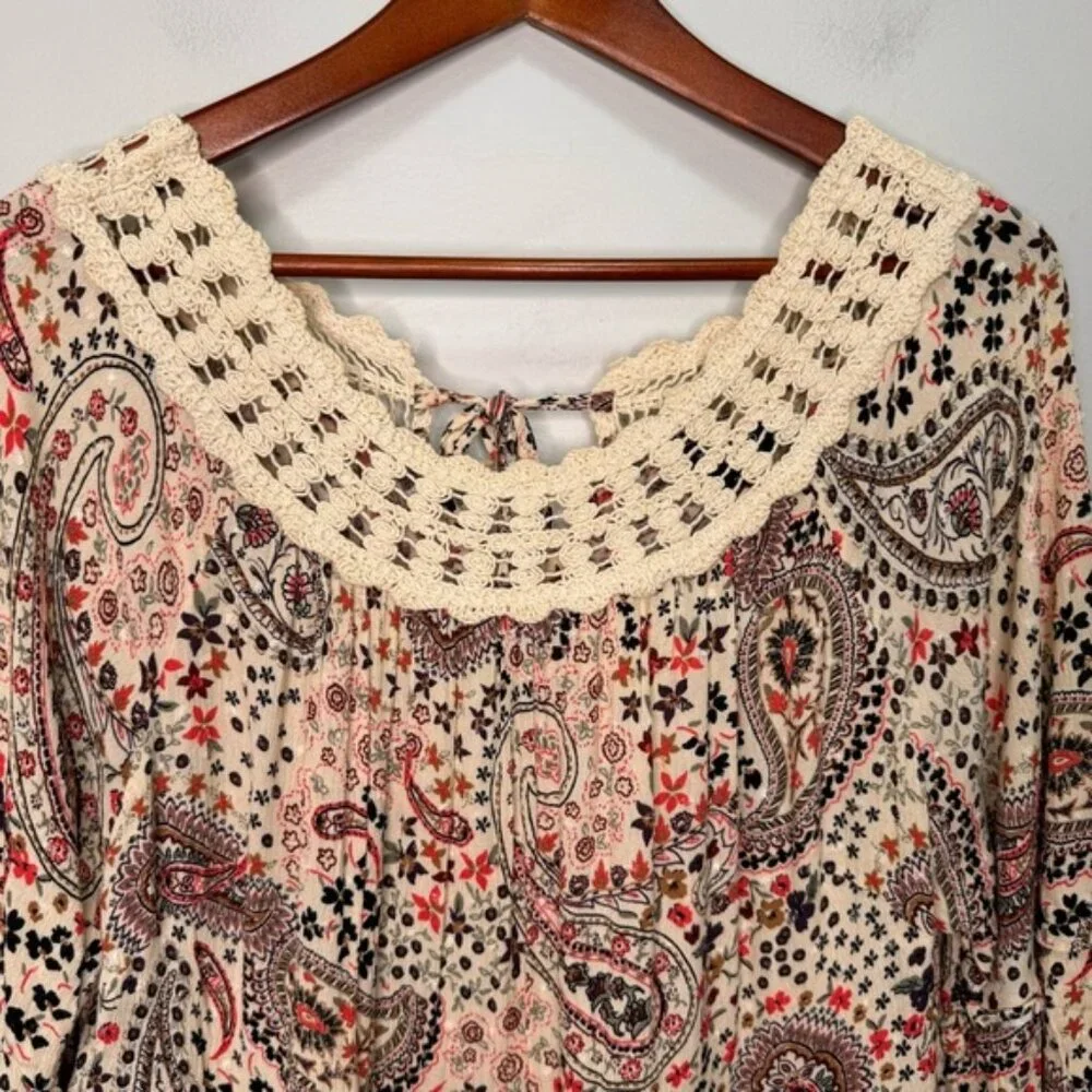 Torrid Babydoll Clip Dot Crinkle Gauze Crochet Neck Top Size 2x - Picture 6 of 16